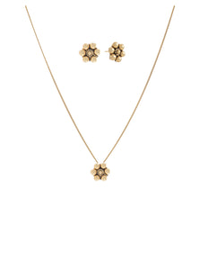 Set Dije Y Aretes Flores Oxidados Dorados