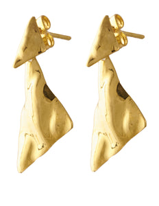 Aretes Dorado Triangular Martillados