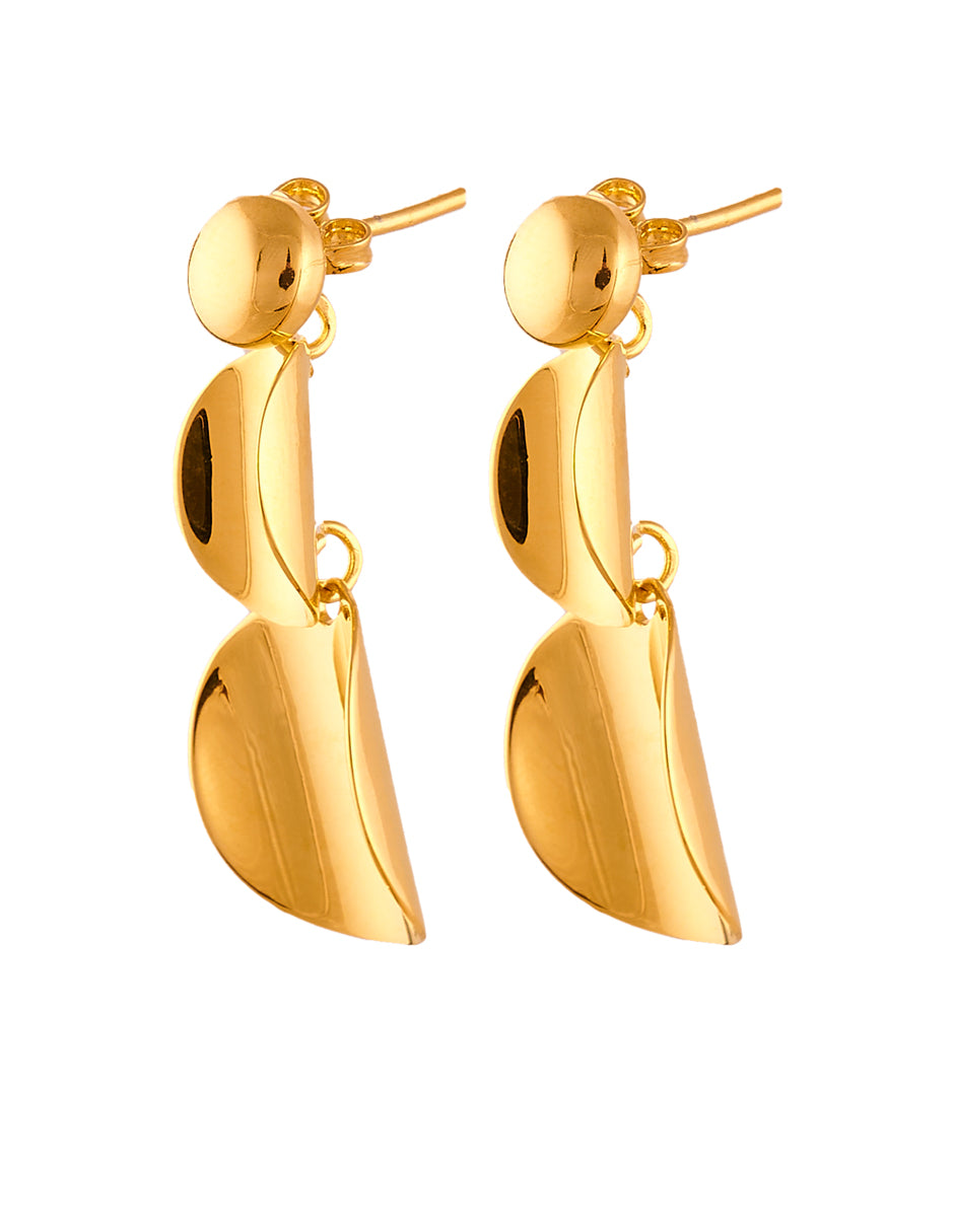 Aretes  Disco Ondulado Dorados